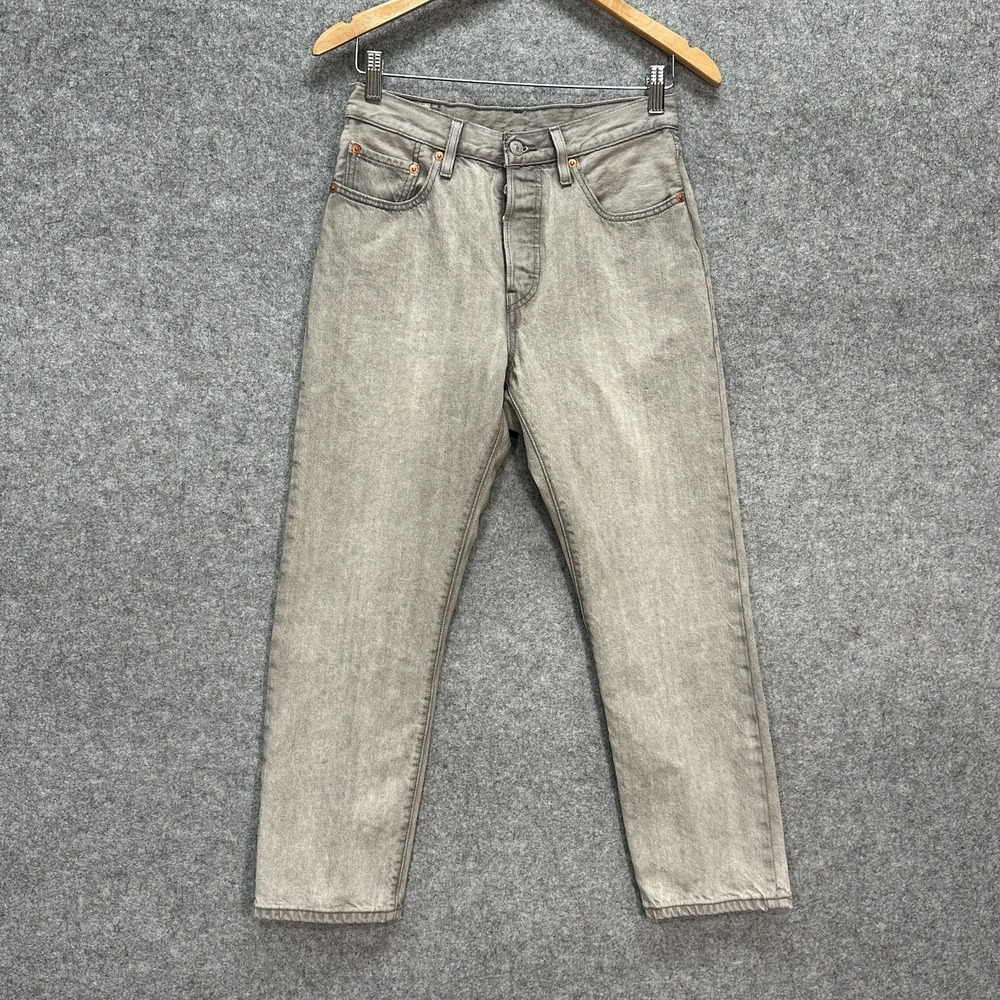 Levi's 501 Premium Jeans Womens W27 L26 Gray Button Fly 100% Cotton Straight